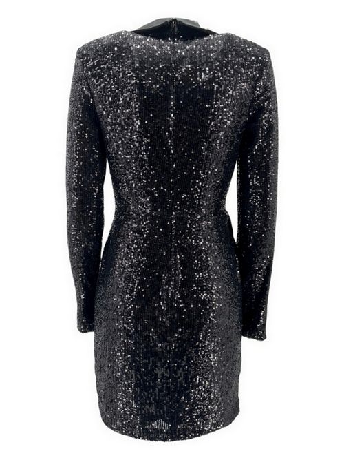 Black women's dress with sequins and satin neckline Ralph Lauren | 253919826001